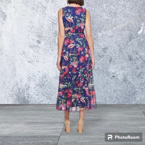 NWT KENSIE Flamingo Print Maxi Shift Dress Size 12 - Picture 2 of 8